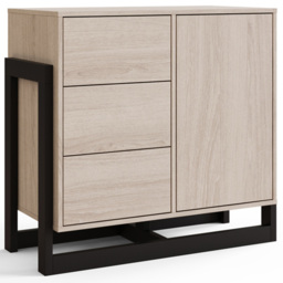 GFW Taite Single Door 3 Drawer Oak Sideboard - Size: 78 x 84 x 42cm - Brown - Wilko - thumbnail 3