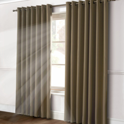 Alan Symonds Essential Beige Plain Ring Top Eyelet Curtains 228 x 228cm - Size: W 228 x D 228cm - Wilko - thumbnail 1