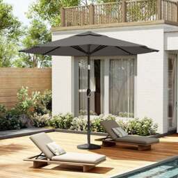 Living and Home Dark Grey Solar LED Garden Parasol with Resin Base 3m - Wilko - thumbnail 3