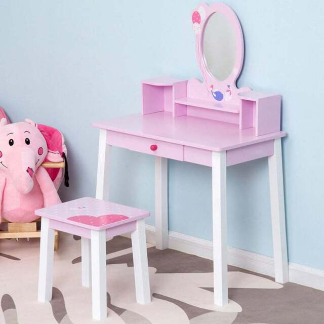 Portland Kids Pink Dressing Table Set - Size: 60 x 34 x 93cm - Wilko - image 1