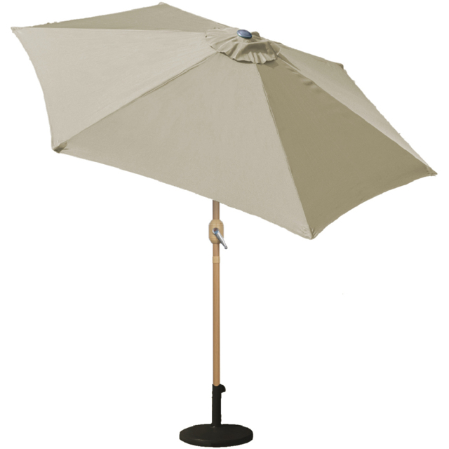 Gardenkraft Beige Crank and Tilt Wooden Parasol 2.7m - Cream - Wilko - image 1