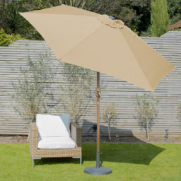 Gardenkraft Beige Crank and Tilt Wooden Parasol 2.7m - Cream - Wilko - thumbnail 3