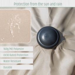 Gardenkraft Beige Crank and Tilt Wooden Parasol 2.7m - Cream - Wilko - thumbnail 6