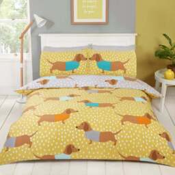 Rapport Home Dolly Dachshund Single Multicolour Duvet Cover Set - Blue - Wilko