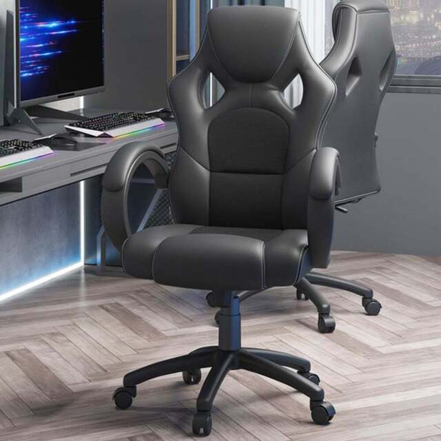 Portland Black High Back Faux Leather Home Gaming Chair - Size: 71 x 61 x 118cm - Wilko - image 1
