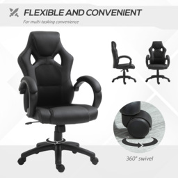 Portland Black High Back Faux Leather Home Gaming Chair - Size: 71 x 61 x 118cm - Wilko - thumbnail 6