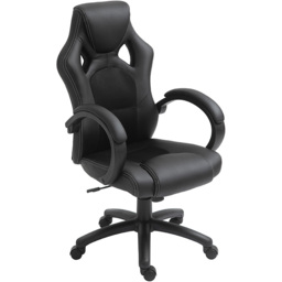 Portland Black High Back Faux Leather Home Gaming Chair - Size: 71 x 61 x 118cm - Wilko - thumbnail 3