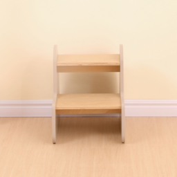 FurnitureHMD 2 Step Natural and Grey Kids Wooden Step Stool - Size: 40.5 x 33 x 43cm - Grey+Natural - Wilko - thumbnail 5