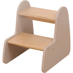 FurnitureHMD 2 Step Natural and Grey Kids Wooden Step Stool - Size: 40.5 x 33 x 43cm - Grey+Natural - Wilko - thumbnail 4