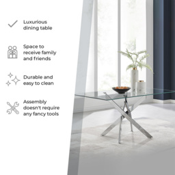 Furniturebox Tavalo 6 Seater Glass Dining Table Chrome - Size: 4 Seater - Silver - Wilko - thumbnail 7