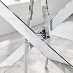 Furniturebox Tavalo 6 Seater Glass Dining Table Chrome - Size: 4 Seater - Silver - Wilko - thumbnail 4