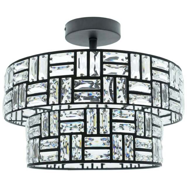 ValueLights Elise 2 Tier Black Acrylic Jewel LED Ceiling Light - Wilko - image 1