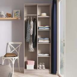 Crowndale Hong Kong 5 Shelf Grey Oak Tall Open Wardrobe Ready Assembled - Size: 197 x 77 x 53cm - Wilko - thumbnail 1