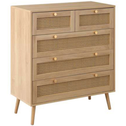 Croxley 5 Drawer Oak Rattan Chest of Drawers - Brown - Birlea - Wilko - thumbnail 3