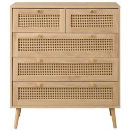 Croxley 5 Drawer Oak Rattan Chest of Drawers - Brown - Birlea - Wilko - thumbnail 4