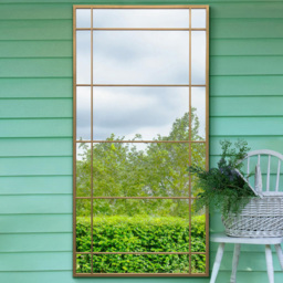 MirrorOutlet The Tabula Gold Metal Window Outdoor Garden Wall Mirror 180 x 90cm - Size: 180 x 90 x 3cm - Wilko - thumbnail 3