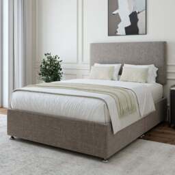 Bedmaster Single Slate Linen Divan Base with Valencia Headboard - Grey - Wilko - thumbnail 1