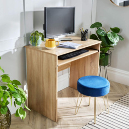Home Source Newport Oak Effect Space Saving Office Desk - Size: 75 x 80 x 40cm - Brown - Wilko - thumbnail 5