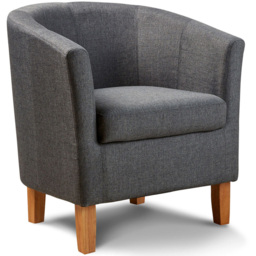 Home Source Bedford Charcoal Padded Tub Chair - Size: Single - Grey - Wilko - thumbnail 3