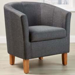 Home Source Bedford Charcoal Padded Tub Chair - Size: Single - Grey - Wilko