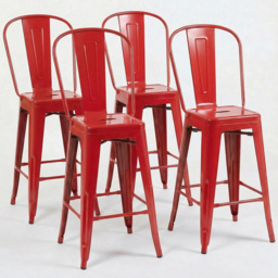 FWStyle Red Gloss Metal Bar Chair 4 Pack - Size: Set of 4 - Wilko - thumbnail 5