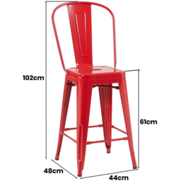 FWStyle Red Gloss Metal Bar Chair 4 Pack - Size: Set of 4 - Wilko - thumbnail 7