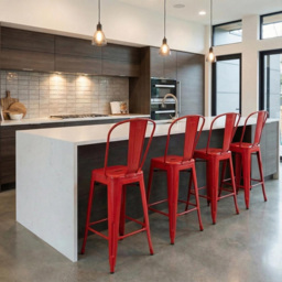 FWStyle Red Gloss Metal Bar Chair 4 Pack - Size: Set of 4 - Wilko - thumbnail 6