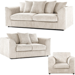 Luxor 6 Seater Cream Jumbo Cord Scatter Back Sofa Suite - Wilko - thumbnail 3