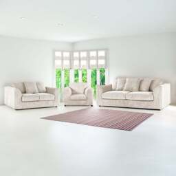 Luxor 6 Seater Cream Jumbo Cord Scatter Back Sofa Suite - Wilko - thumbnail 1
