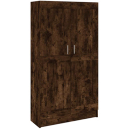 vidaXL 2 Door Smoked Oak Bookcase - Size: 150 x 82.5 x 30.5cm - Brown - Wilko - thumbnail 3
