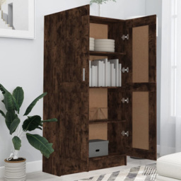 vidaXL 2 Door Smoked Oak Bookcase - Size: 150 x 82.5 x 30.5cm - Brown - Wilko