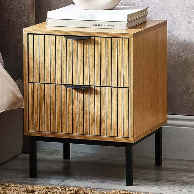 Julian Bowen Sia 2 Drawer Warm Wood Bedside Table - Brown - Wilko - image 1