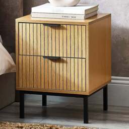 Julian Bowen Sia 2 Drawer Warm Wood Bedside Table - Brown - Wilko - thumbnail 1