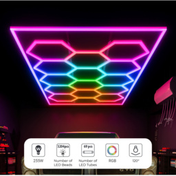 ENER-J 3200 RGBIC Dream Colour LED 255W 14 Hexagon Showroom Light - Size: 117.5 x 2.36 x 3.81cm - white - ENERJ - Wilko - thumbnail 6