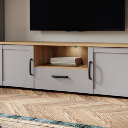 Florence Bohol Single Drawer Single Shelf 2 Door Riviera and Grey Oak LED TV Unit - Furniture To Go - Wilko - thumbnail 6