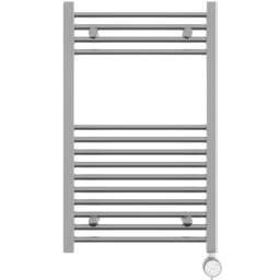 Terma Leo Chrome Electric Towel Rail with MOA Blue Element Upgrade 800 x 500mm - Size: 80 x 50 x 9cm - Silver - Wilko - thumbnail 1