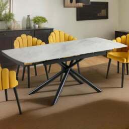 DS Living Kairo 6 Seater Extendable Dining Table Grey Concrete - Wilko