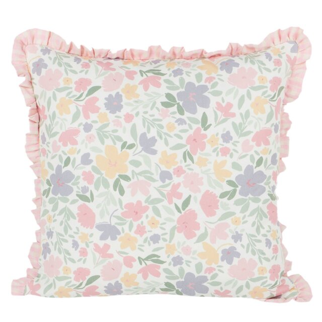 Ayva Floral Ruffle Cushion - Multicolour - Divante - Wilko - image 1