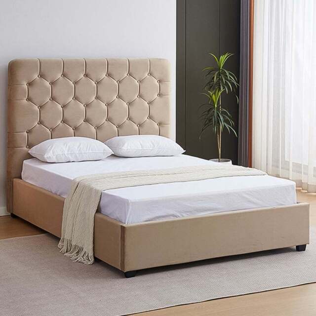 Seconique Madison King Size Fawn Velvet Fabric Bed Frame - Wilko - image 1