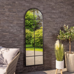 Charles Bentley Bern Black Arch Window Outdoor Wall Mirror 165 x 55cm - Size: 3 x 165 x 55cm - Wilko - thumbnail 5