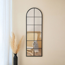 Charles Bentley Bern Black Arch Window Outdoor Wall Mirror 165 x 55cm - Size: 3 x 165 x 55cm - Wilko - thumbnail 3