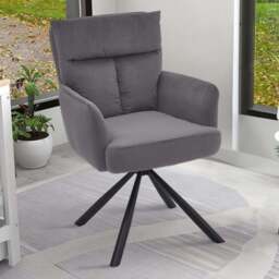 Living and Home Dark Grey Contemporary Upholstered Swivel Armchair - Size: Single - Multi - Wilko