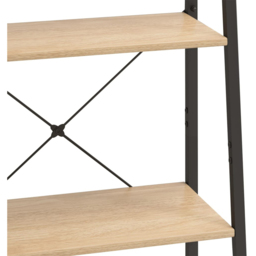 vidaXL 4 Shelf Light Brown Wood and Steel Freestanding Bookcase - Wilko - thumbnail 7