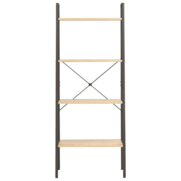 vidaXL 4 Shelf Light Brown Wood and Steel Freestanding Bookcase - Wilko - thumbnail 4