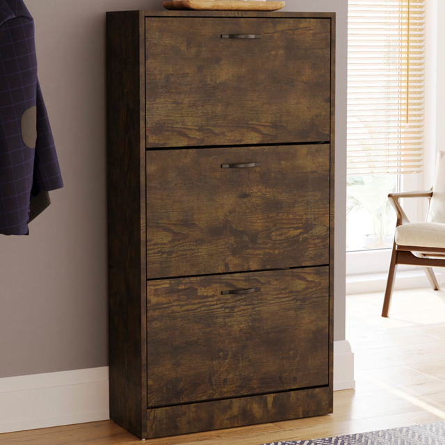 Vida Designs 3 Drawer Dark Wood Shoe Cabinet - Wilko - image 1