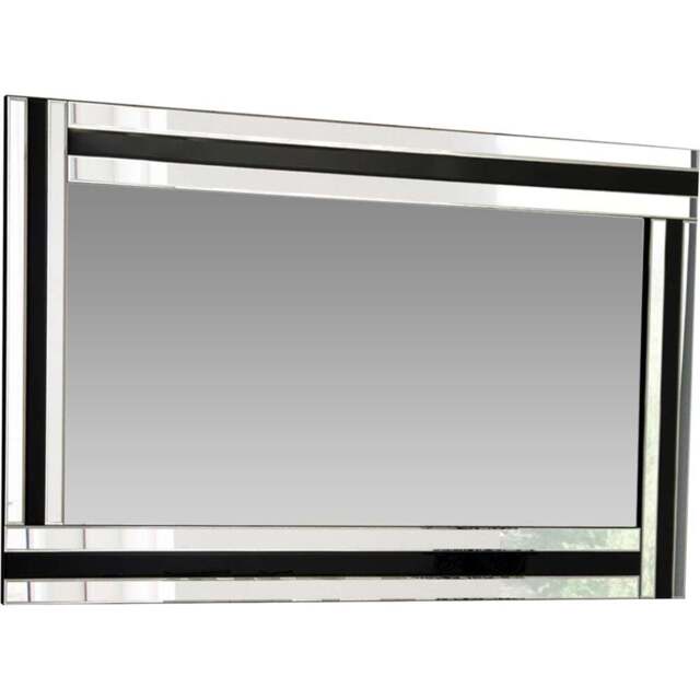 Dalton Bevelled Triple Edge Black and Silver Large Wall Mirror 144 x 115.5cm - Size: 144 x 114cm - MirrorOutlet - Wilko - image 1