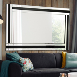 Dalton Bevelled Triple Edge Black and Silver Large Wall Mirror 144 x 115.5cm - Size: 144 x 114cm - MirrorOutlet - Wilko - thumbnail 3