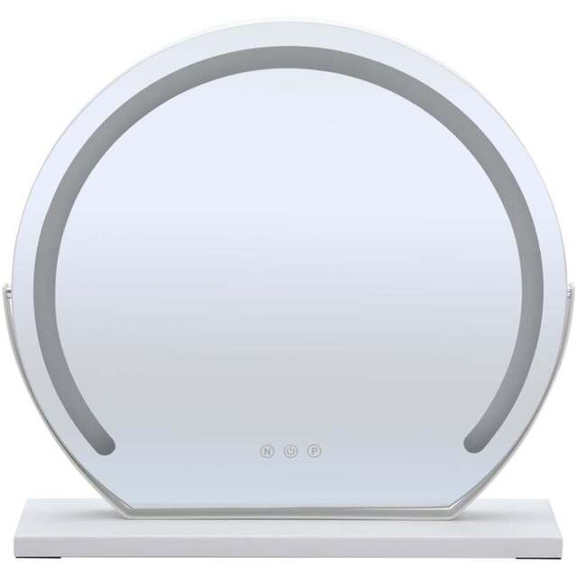 Living and Home Round Hollywood LED Lighted Vanity Makeup Mirror - Size: 38 x 40 x 10cm - White - Wilko - image 1