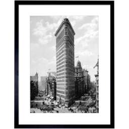 Wee Blue Coo Black and White NY 1903 Old Flat Iron Building Photo Framed Wall Art Print 30 x 41cm - Size: 43.3 x 33.3 x 1.5cm - Grey - Wilko - thumbnail 1