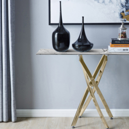 Furniturebox Tavalo White Marble Effect Console Table with Gold Legs - Size: 40 x 120 x 78cm - Wilko - thumbnail 5